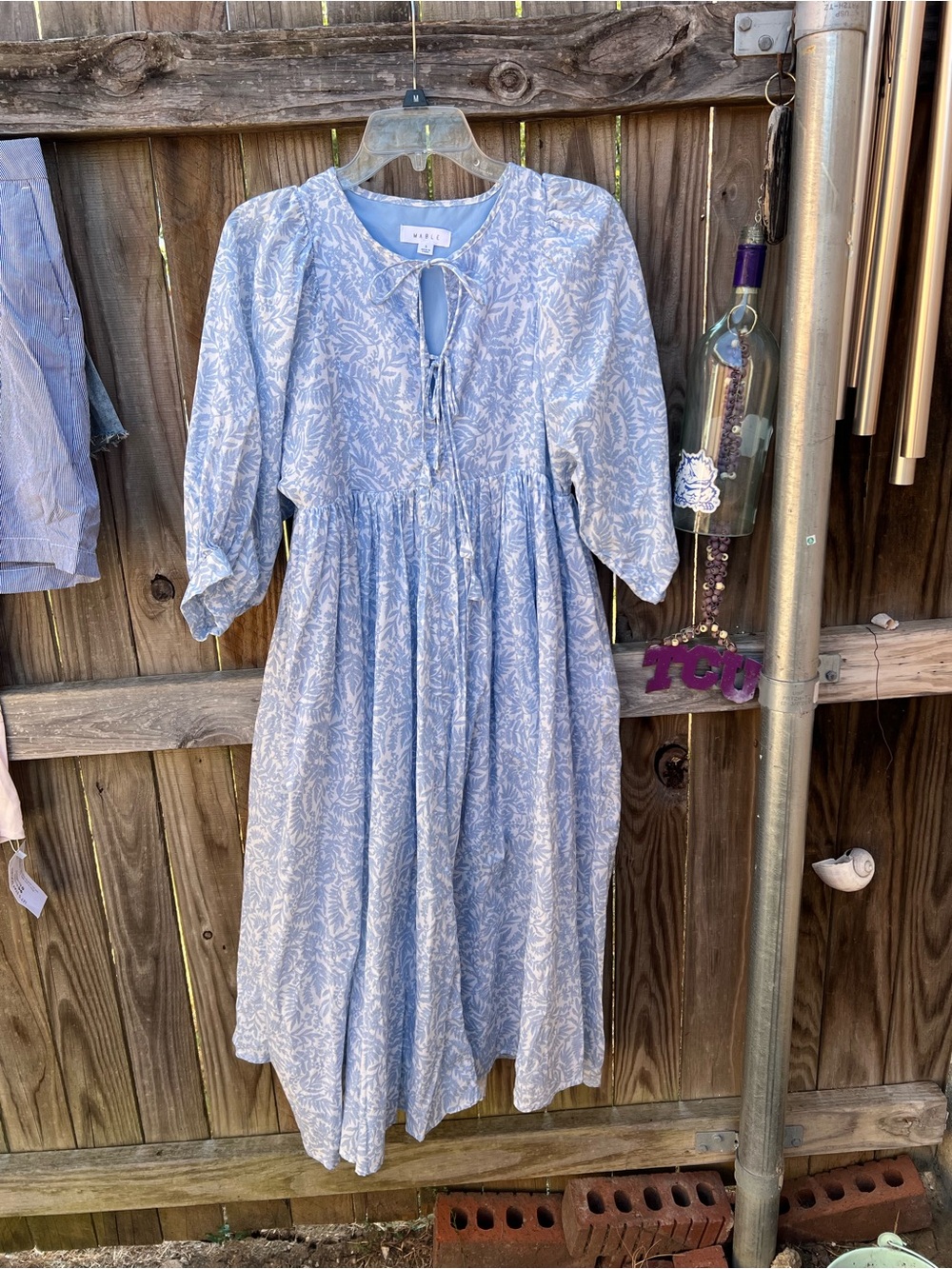👗Mable Light Blue Floral Tie-Front Midi Dress - Picture 4 of 10